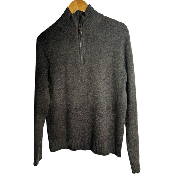 J. Crew Wool Brown Quarter Zip Men's Sweater Size S Fall Winter Comfy Cozy - Picture 1 of 10